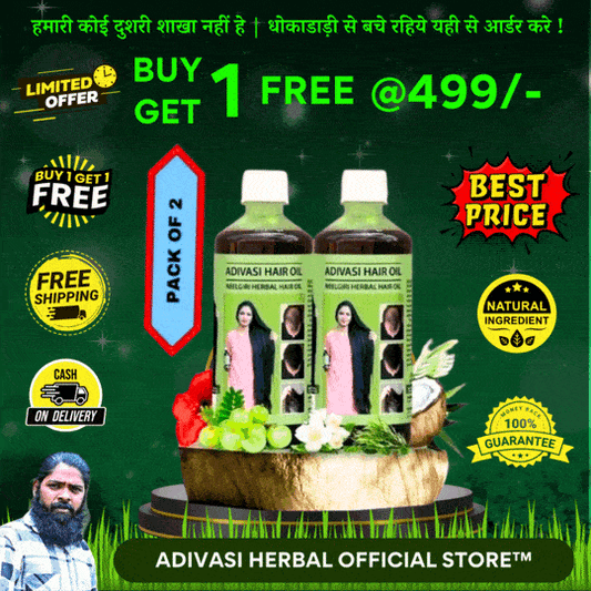 Adivasi Hair Herbal Premium Hair Oil 100ML OIL (BUY 1 GET 1 FREE) 4.9 ⭐⭐⭐⭐⭐